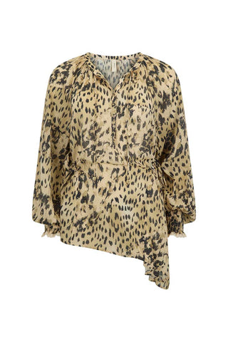 Snow Leopard Asymmetric Blouse